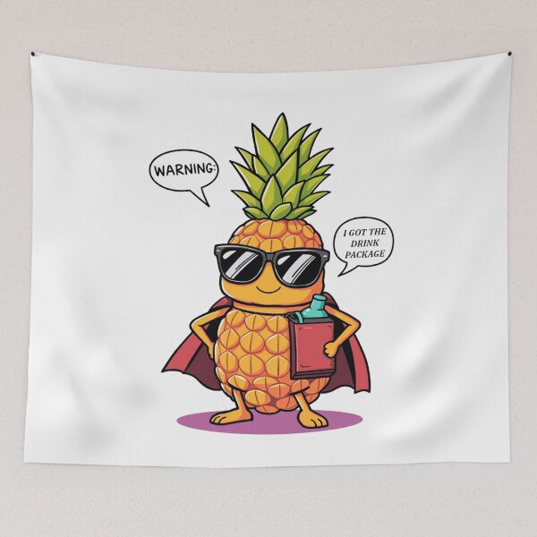 Item preview, Cool Pineapple Cartoon with Drink Package and Warning Message designed and sold by Cloud-Riders.