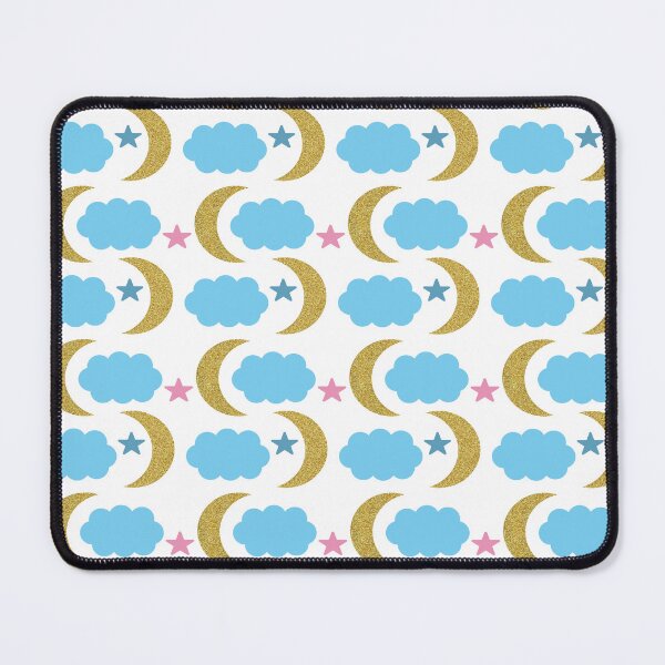 Item preview, Moon Clouds Stars Faux Glitter Blue Pink designed and sold by ValeriesGallery.