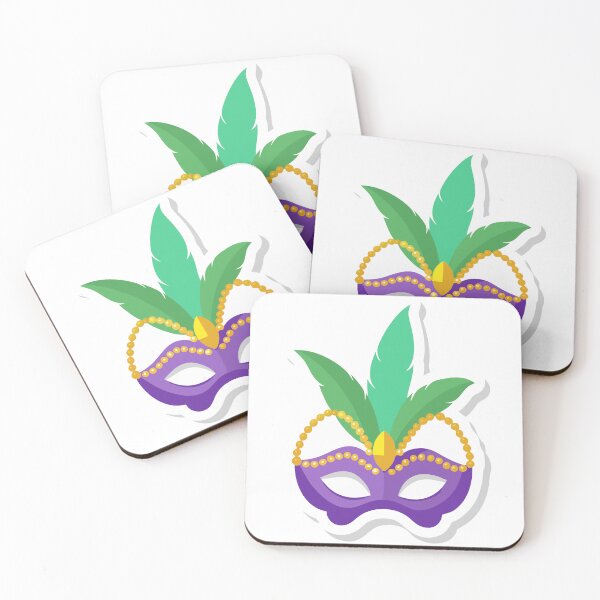 Item preview, Mardi Gras Mask with Purple Base and Green Feathers on Black designed and sold by Creative88Art.