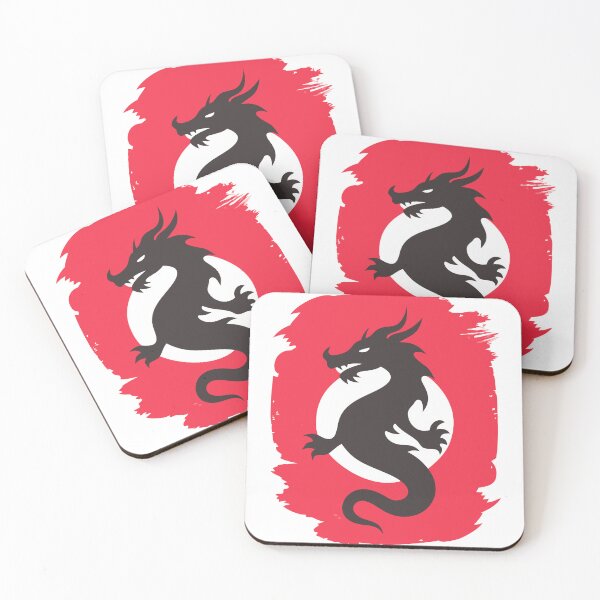 Item preview, Silhouette of a Dragon with Red Brushstroke and Black Circle designed and sold by Creative88Art.
