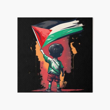 Aperçu de l'œuvre Enfants de Gaza avec le drapeau palestinien créée et vendue par JurenArt.