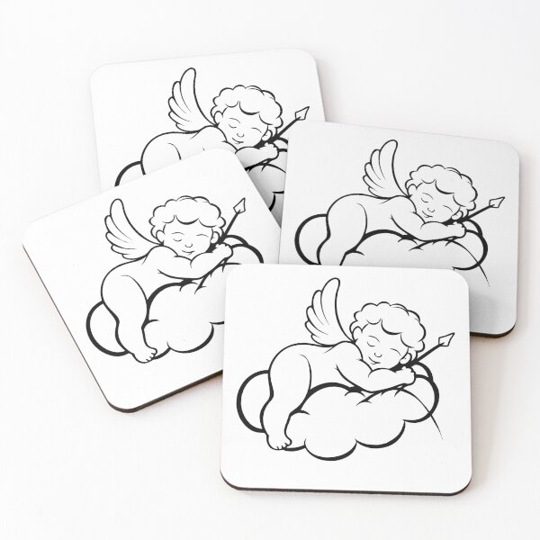 Item preview, Black Silhouette of a Stylized angel love with cloud designed and sold by Creative88Art.