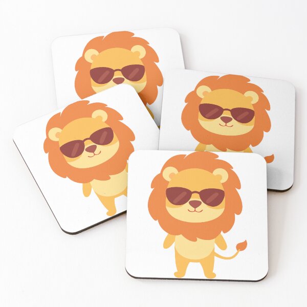 Item preview, Cartoon Lion with Orange Mane and Sunglasses on Black Background designed and sold by Creative88Art.