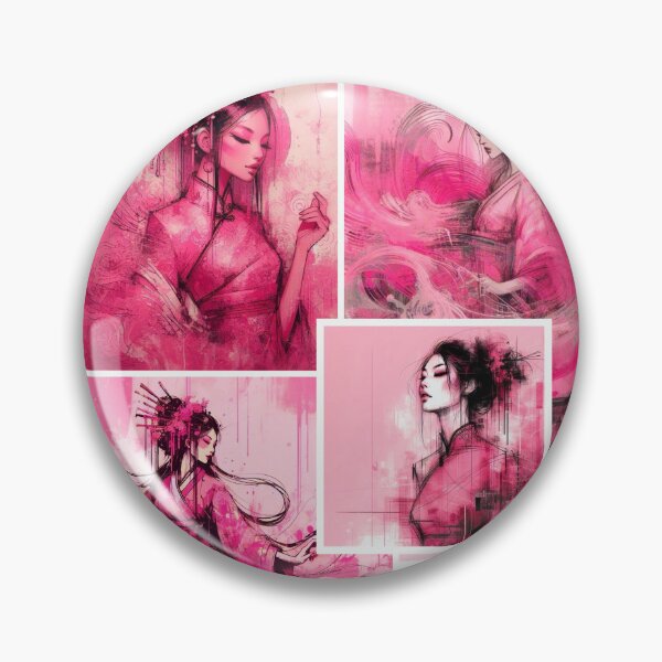 Item preview, The Chang’s Pink Promotional illustration oriental k-pop vibes designed and sold by Gutowawskibaby.