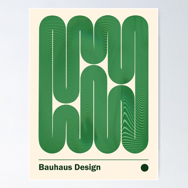 Vista previa del artículo con la obra «Ondas verdes de la Bauhaus», diseñado y vendido por Chromesthezia.