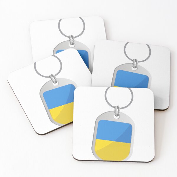Item preview, Metallic Dog Tag with Ukrainian Flag Design on Black Background designed and sold by Creative88Art.