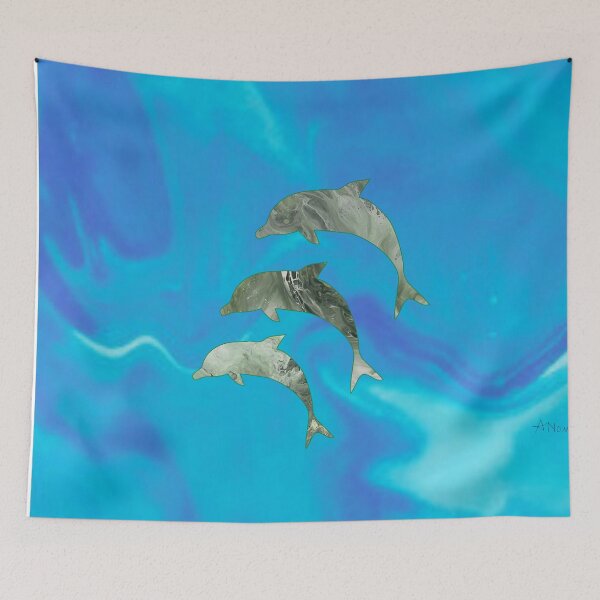 Item preview, Dolphins Diving  - Flow Art / Pour Painting - jdp-07-0001 designed and sold by ANomadDesigns.