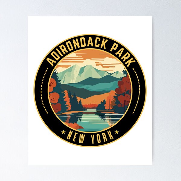 Item preview, Adirondack Park in New York, USA Travel Art Badge designed and sold by MaateoDesign.
