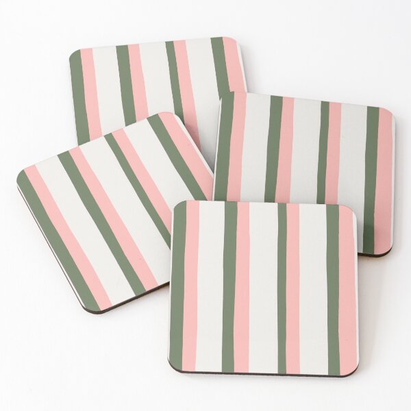 Item preview, Hand Drawn Vertical Stripes Muted Green & Pink designed and sold by soundlesswaves.