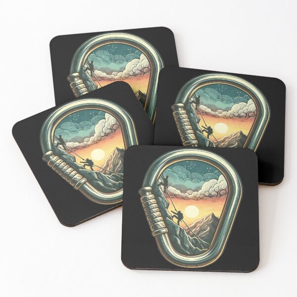 Item preview, climbing at sunset - climbing carabiner designed and sold by wildexperience.
