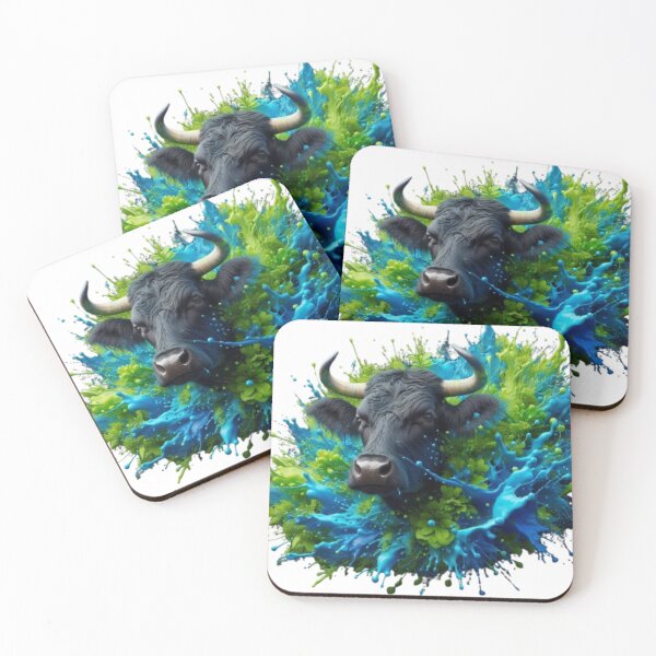 Item preview, Majestic Black Cow in a Splash of Colors designed and sold by PARNAZ2021.