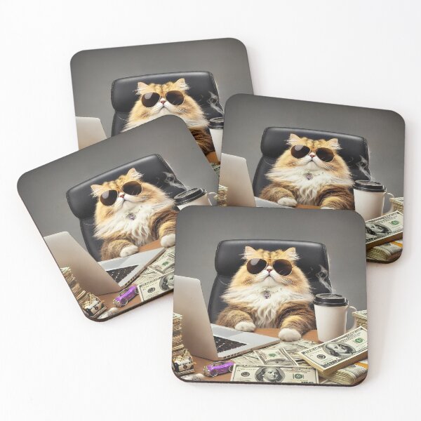 Item preview, Don of Dollars: Mafia Boss Cat at Computer designed and sold by RK - Shop.