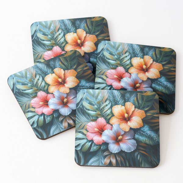Item preview, Tropical Hibiscus Bloom with Dewdrops, Vibrant Floral Art designed and sold by MargaretWiktor.