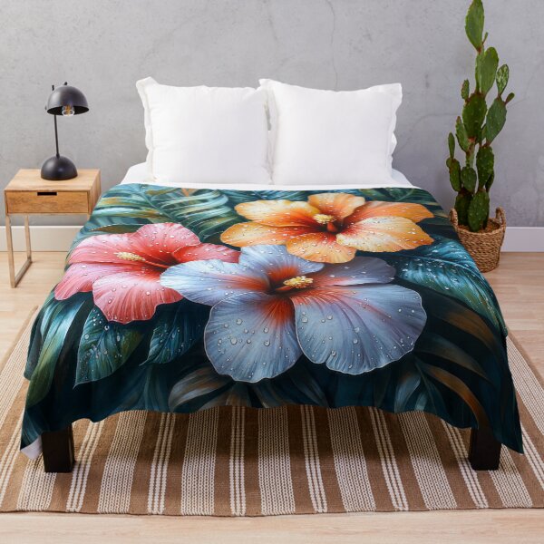 Item preview, Tropical Hibiscus Bloom with Dewdrops, Vibrant Floral Art designed and sold by MargaretWiktor.