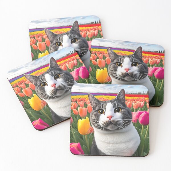 Item preview, Cat selfie in a Dutch tulip field designed and sold by RK - Shop.