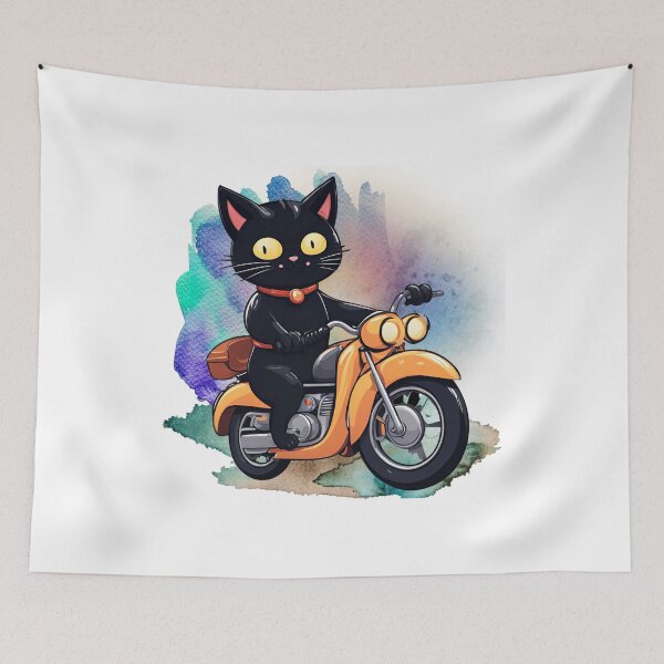 Item preview, The Coolest Black Cat Traveler on Two Wheels designed and sold by ChenEngEng.