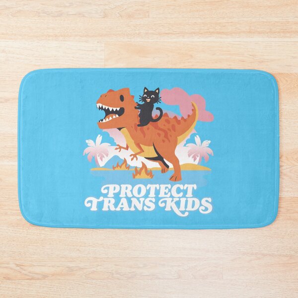 Item preview, Protect Trans Kids Trans Pride Black Cat Riding Dinosaur designed and sold by ArtliciousHUMAN.
