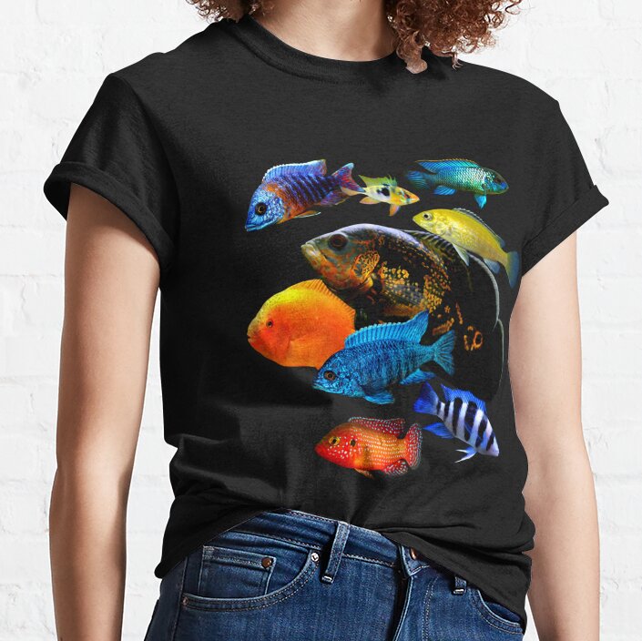 Cichlids Fish Dwarf Cichlid Oscar Cichlid Freshwater Aquarium Fish Tank Lovers Art Design Classic T-Shirt
