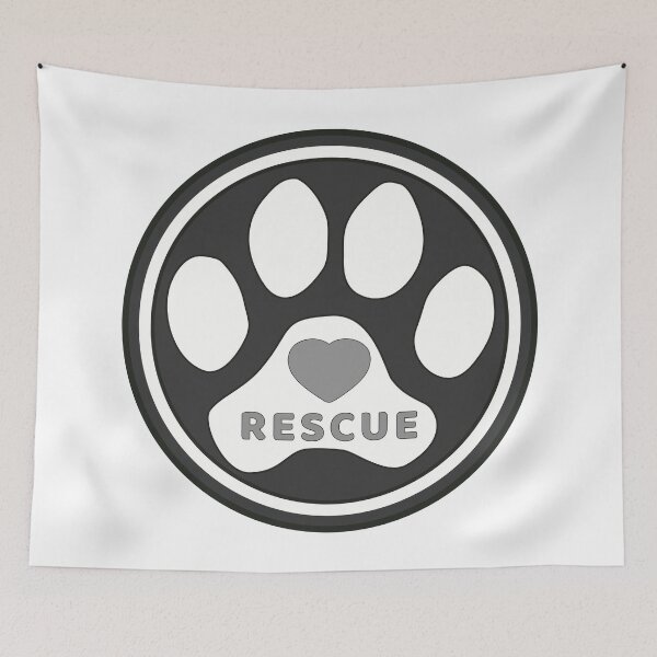 Item preview, Pet Rescue Heart Dog Paw in Black and White Circle designed and sold by MoePark.