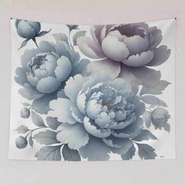 Item preview, Dusty blue peony flowers designed and sold by Monika Howarth.