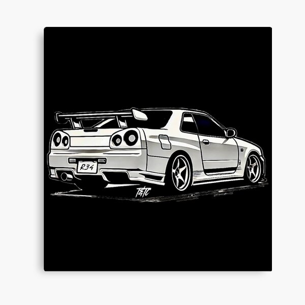 Item preview, R34 Nissan Skyline GT-R Minimalist Rear View Design designed and sold by ThrottleNThread.
