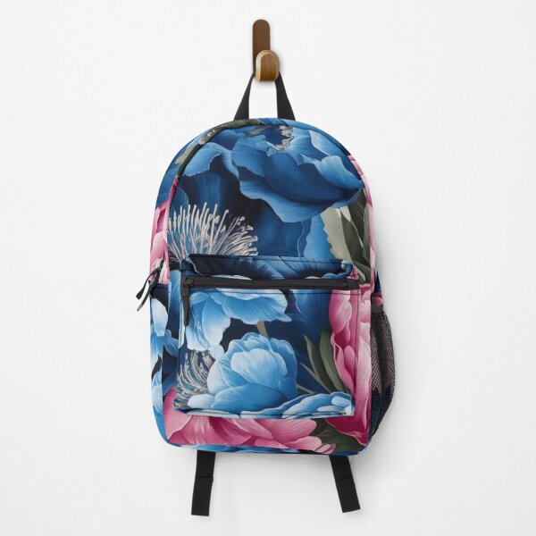 Item preview, Floral pattern of blue and pink peonies designed and sold by GadiDesignArt.