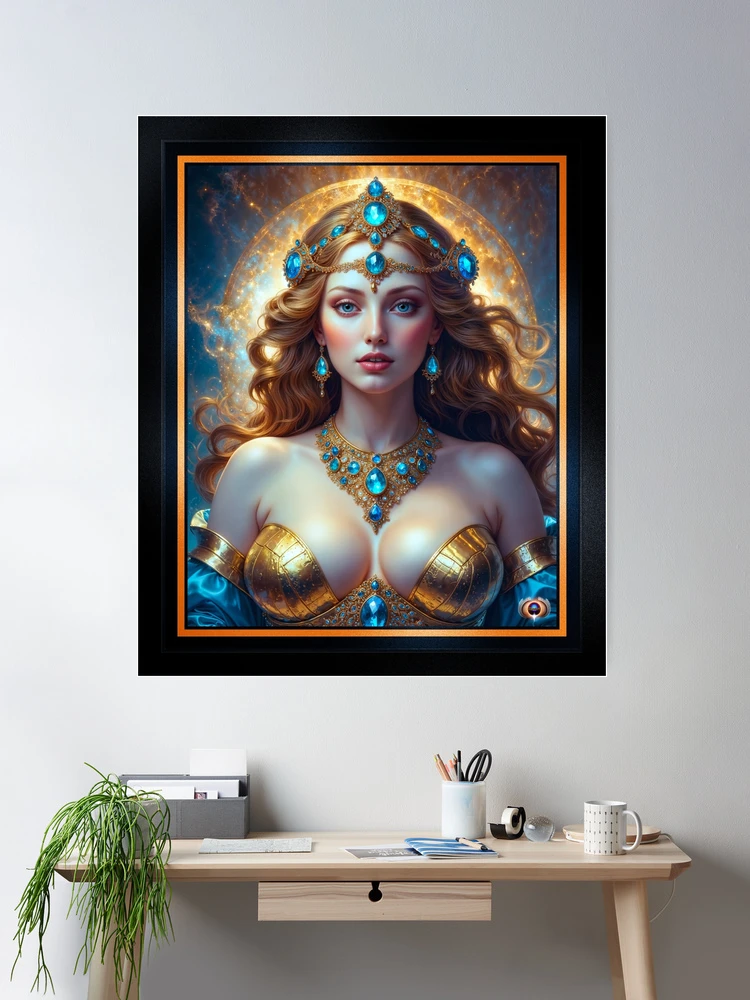 Celestial Sun Goddess Aurelyth, A Vision of Golden Radiance AI Concept Art by Xzendor7 | An Alluring Heavenly Light 2 Celestial Sun Goddess Aurelyth, A Vision of Golden Radiance Enchanting AI Concept Art by Xzendor7 Room Decor Poster Art Print