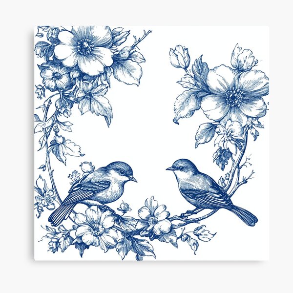 Item preview, Vintage Blue Birds and Floral Wreath designed and sold by WinfinityStudio.