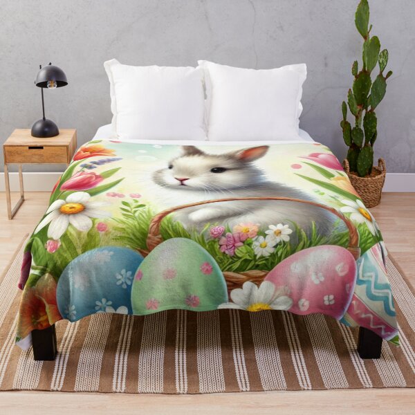 Item preview, Cute bunny rabbit with basket and Easter eggs designed and sold by Monika Howarth.
