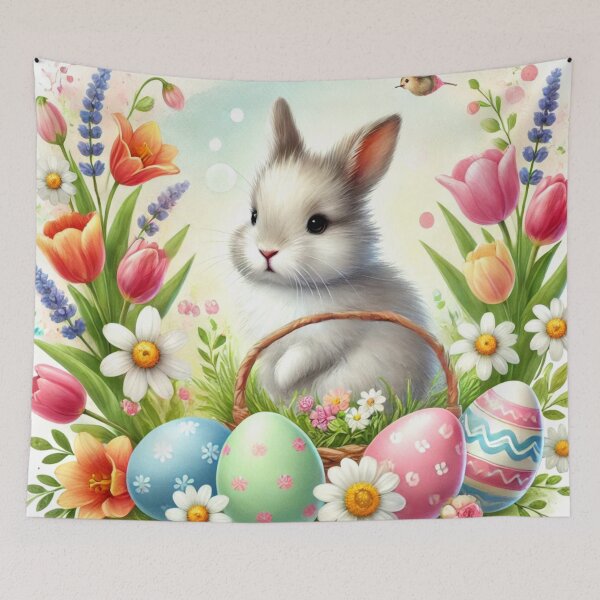 Item preview, Cute bunny rabbit with basket and Easter eggs designed and sold by Monika Howarth.