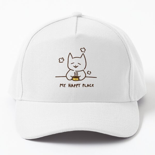 Aperçu de l'œuvre Mon endroit heureux, autocollant de café avec un chat mignon créée et vendue par enipop.