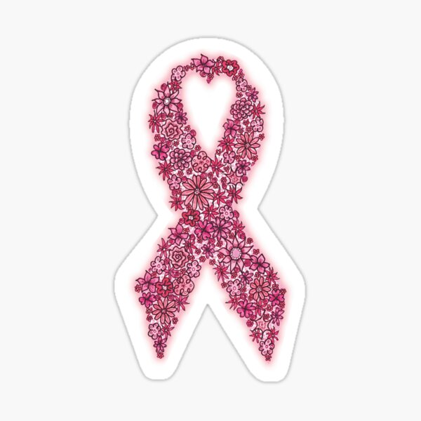 Item preview, Breast Cancer Awareness Floral Pink Ribbon with Heart designed and sold by PinkWinkDesigns.