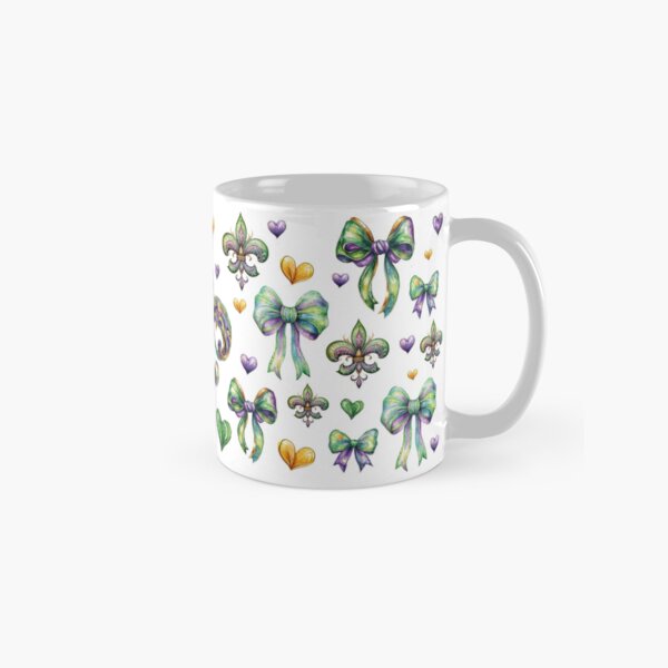 Item preview, Coquette Bow and Fleur de Lis - Mardi Gras Season Mug designed and sold by Art-by-Mist.