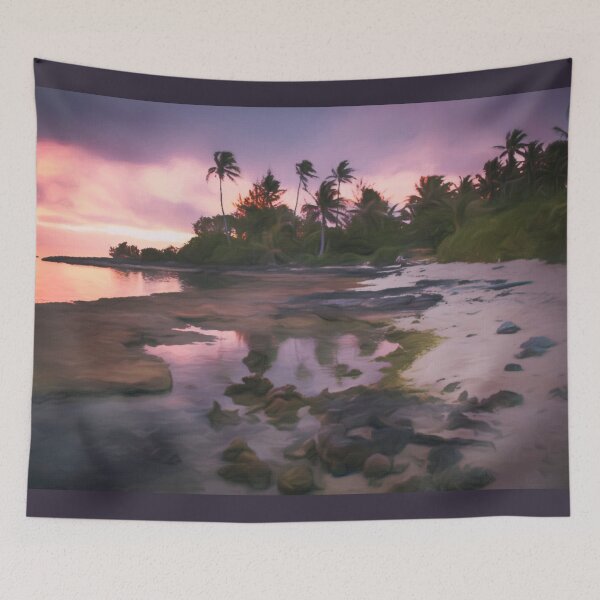 Item preview, Atardecer en una playa tropical con brisa y palmeras designed and sold by Zeph1.