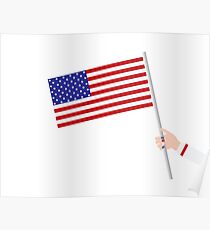 Woman hand holding USA flag Poster