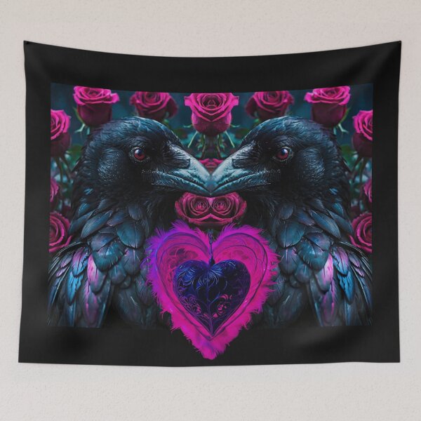 Item preview, Neon Gothic Ravens and Roses – Dark Romantic Aesthetic designed and sold by dreamparlor.