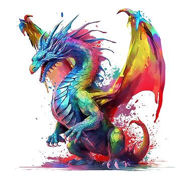Artwork thumbnail, Dragon | Reptile | Wild Animal | Animal | Zoo | Wildlife | Lifestyle | Bold Colors | Watercolor by mwinter2205