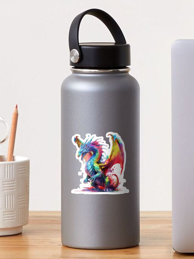 Thumbnail 1 of 3, Sticker, Dragon | Reptile | Wild Animal | Animal | Zoo | Wildlife | Lifestyle | Bold Colors | Watercolor designed and sold by mwinter2205.