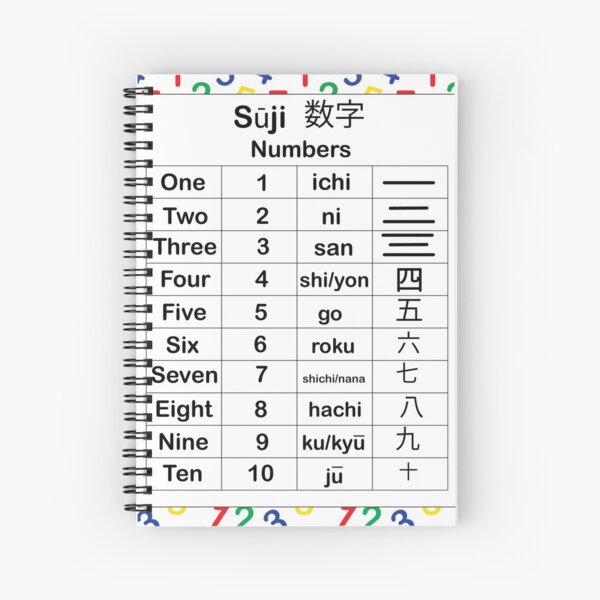 Japanese Numbers English Educational Numerals Spiral Notebook