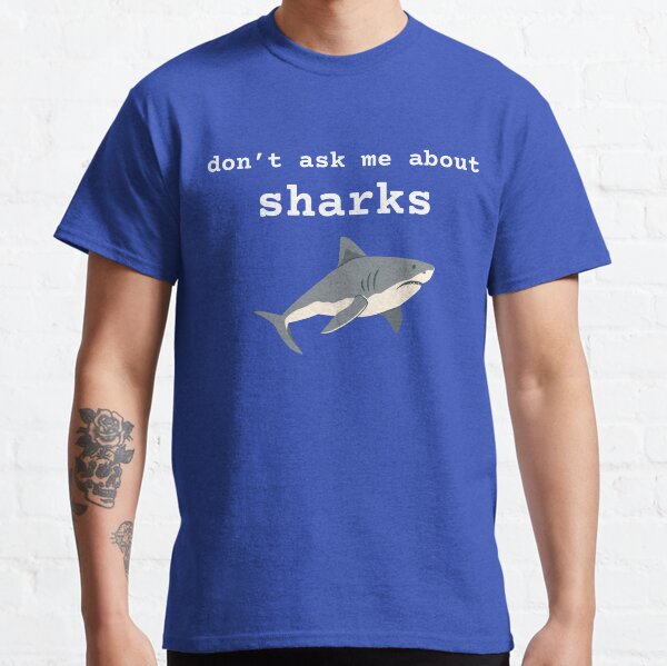 Vista previa del artículo con la obra «No me preguntes sobre los tiburones», diseñado y vendido por mmhawkes.