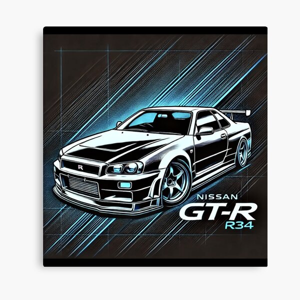 Item preview, R34 Nissan Skyline GT-R Teal Minimalist designed and sold by ThrottleNThread.