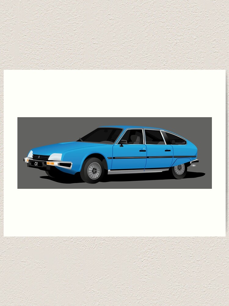 Citroen Cx Pallas Illustration Blue Art Print By Knappidesign Redbubble