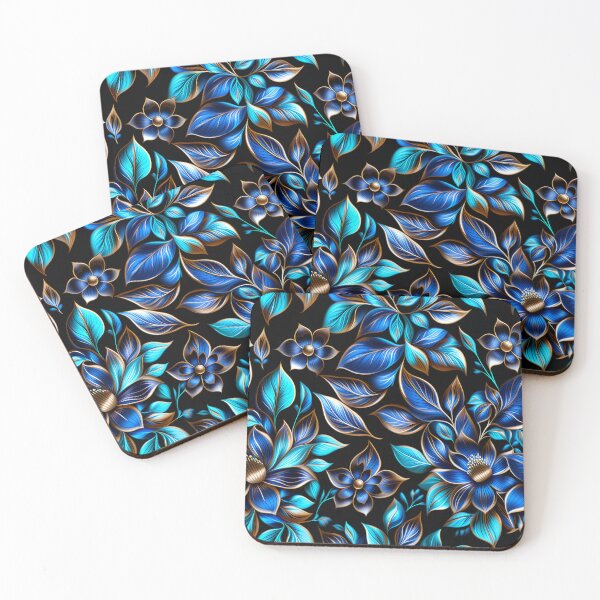 Item preview, Florescent Blooming Elegance in Teal, Indigo & Gold designed and sold by Juliette Ozkalfayan.