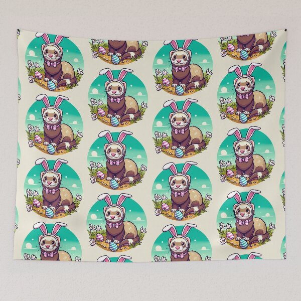 Item preview, Easter Ferret on the Hunt for Eggs designed and sold by Ghost on Toast.