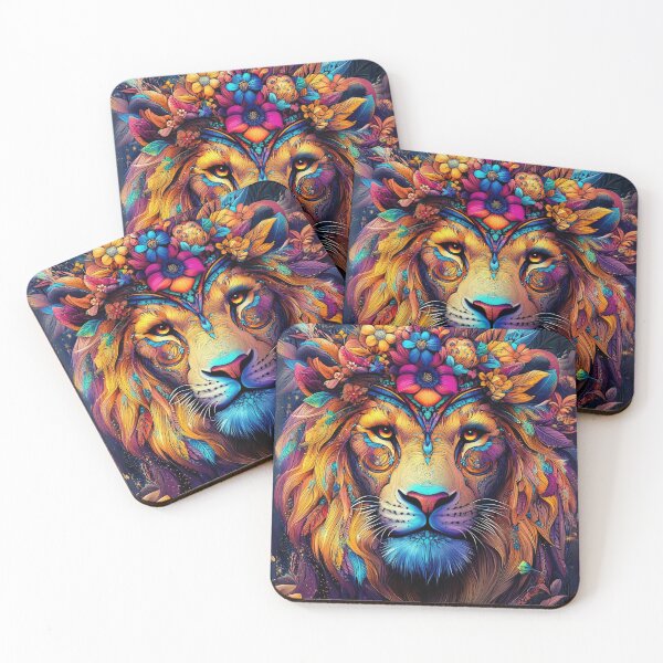 Item preview, Floral Majesty: Vibrant Lion with Colorful Botanical Mane designed and sold by bAIryBarn.