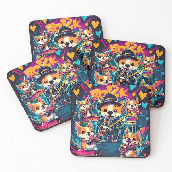 Item preview,  Corgi Rock Band T-Shirt  designed and sold by BatkuzaHUB.