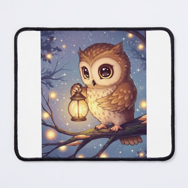 Item preview, Chibi Owl with Glowing Lantern – Pastel Magical Fantasy Merch designed and sold by SmartyWonders.