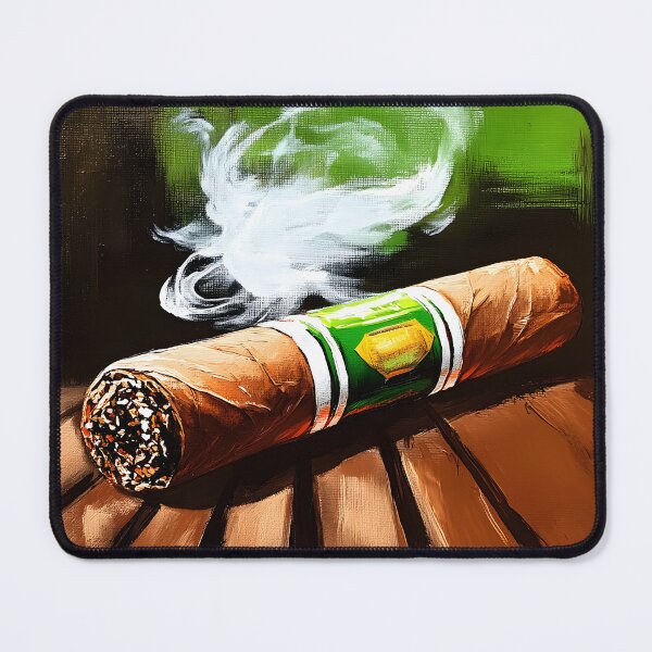 Item preview, Timeless Indulgence - Detailed Cigar with Swirling White Smoke on Wooden Surface designed and sold by OlfactoART Studio.