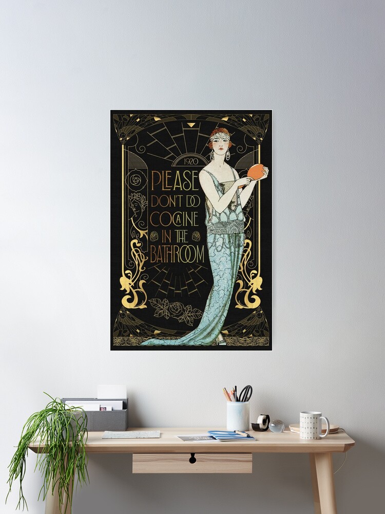 Thumbnail 2 of 3, Poster, Vintage Please don't do cocaine Funny Bathroom Poster designed and sold by marTeenHamb.
