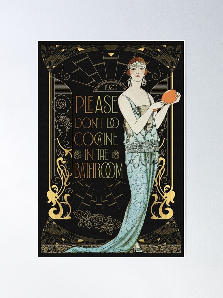 Thumbnail 1 of 3, Poster, Vintage Please don't do cocaine Funny Bathroom Poster designed and sold by marTeenHamb.